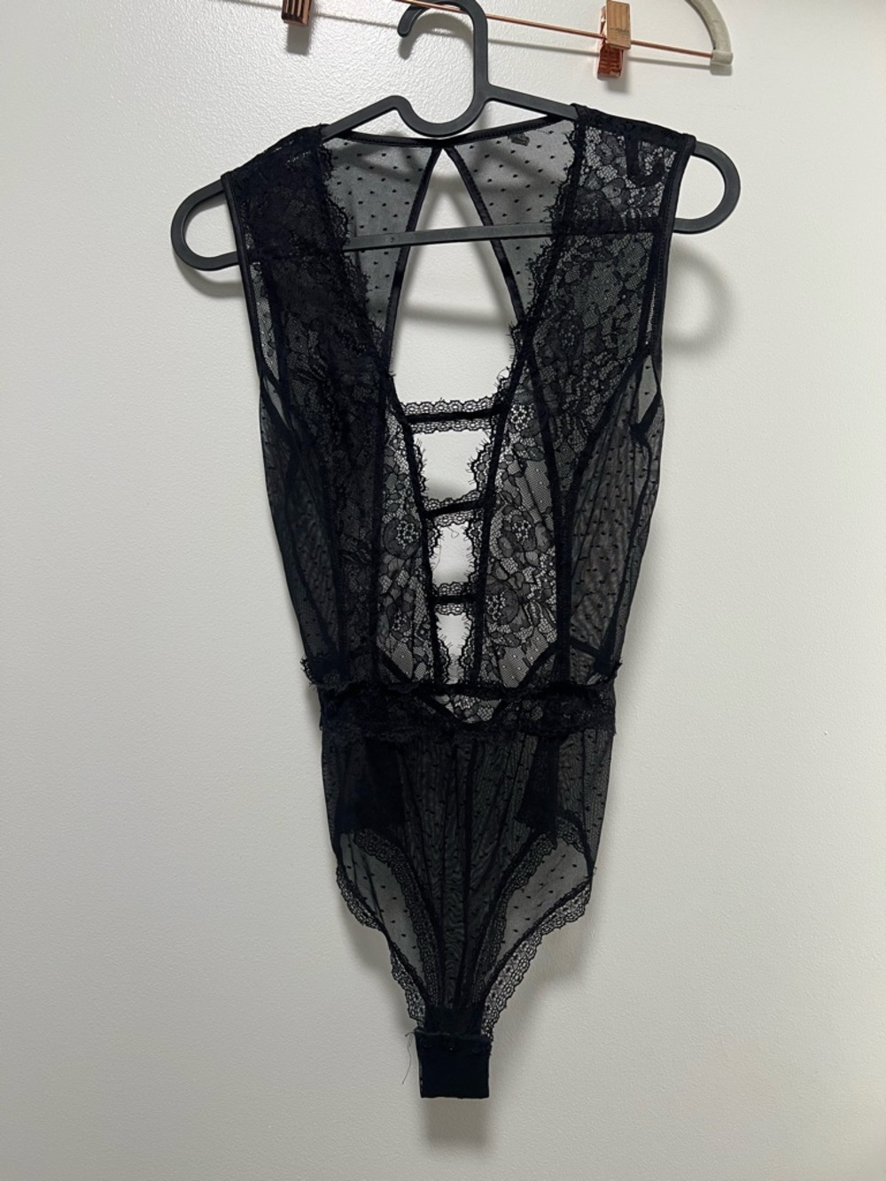 intimissimi Black Lace & Polka-Dot Mesh Bodysuit